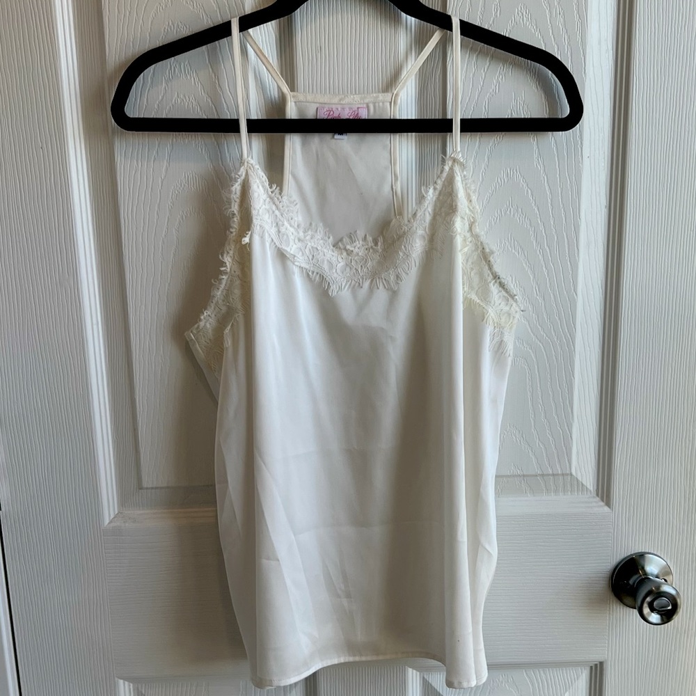 Pink Lily Lace Silk Tank